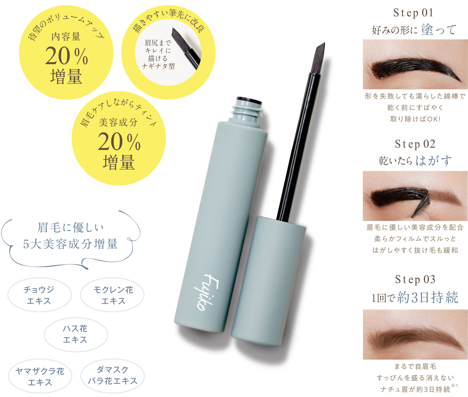 眉毛に優しい５大美容成分増量